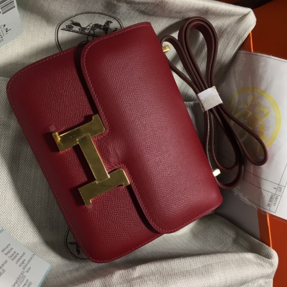 Constance18 wine red imported beeswax thread sewing original hardware Epsom leather