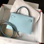 Mini second generation u2 breeze blue original epsom leather gold buckle silver buckle