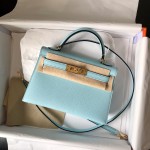 Mini second generation u2 breeze blue original epsom leather gold buckle silver buckle