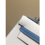 Kelly25cm silver epsom leather milkshake white spell denim blue