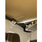 Kelly25cm epsom leather gold buckle milkshake white fight elephant gray