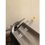 Kelly25cm epsom leather gold buckle milkshake white fight elephant gray