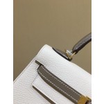 Kelly25cm epsom leather gold buckle milkshake white fight elephant gray