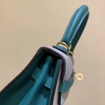 Kelly25cm gold epsom horseshoe print leather seagull gray 4Z with peacock green Z6