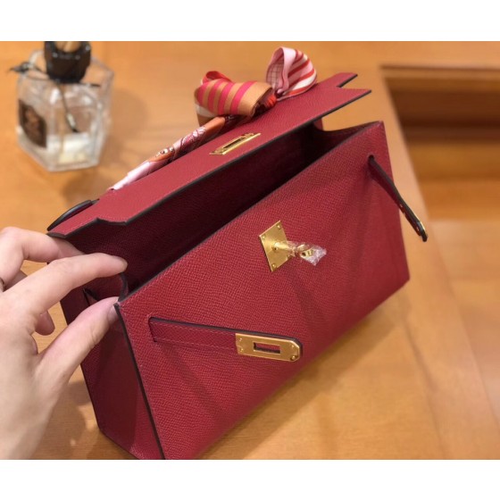 Minikelly Epsom Palm Leather Garnet Red