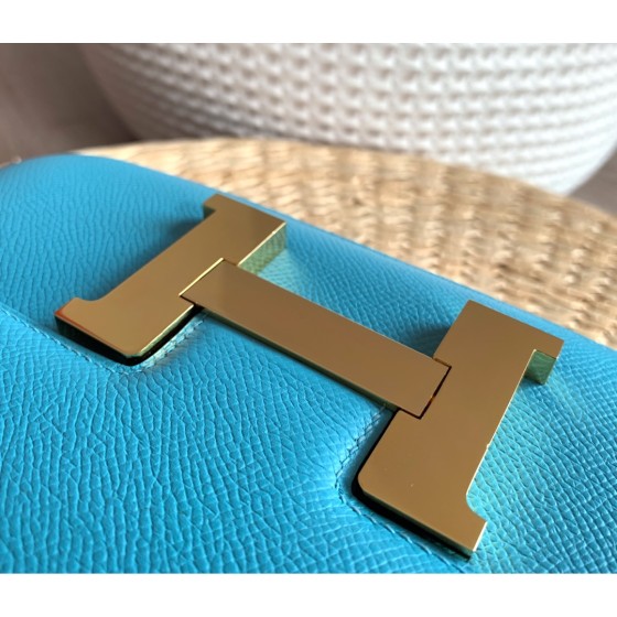 Constance 23cm north wind blue gold buckle epsom leather