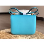 Constance 23cm north wind blue gold buckle epsom leather