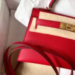 Mini second generation Q5 national flag red original epsom leather gold buckle silver buckle