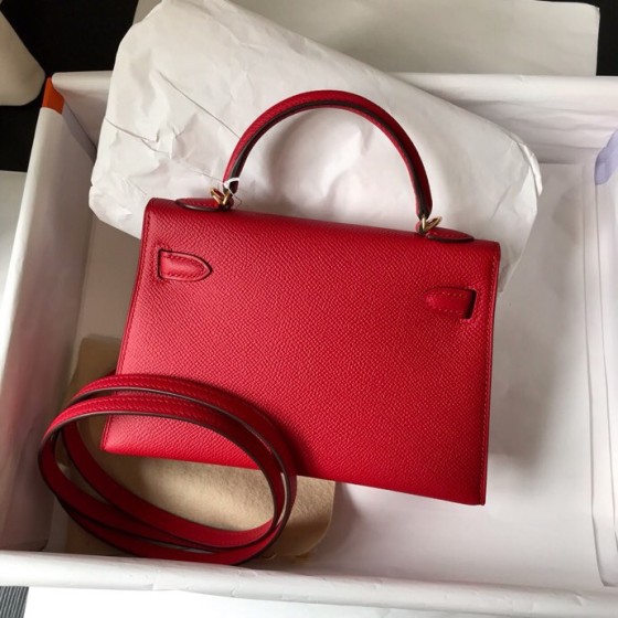 Mini second generation Q5 national flag red original epsom leather gold buckle silver buckle