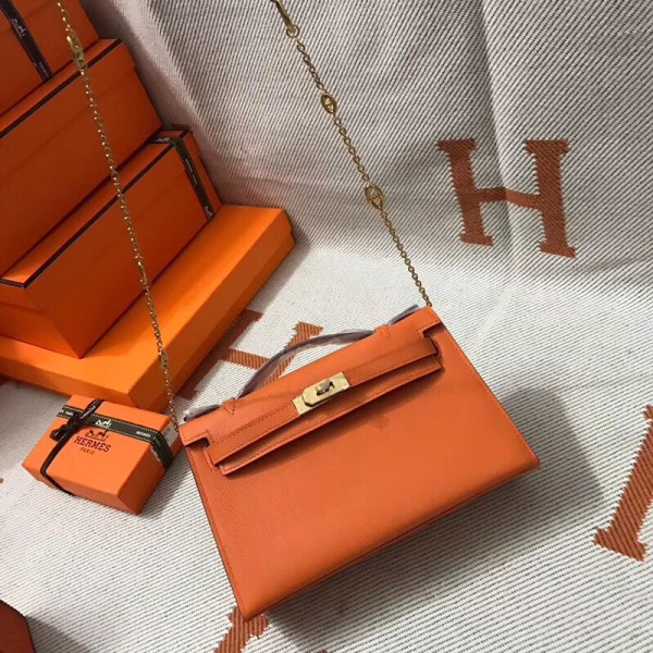 Minikelly Epsom Palm Leather Orange