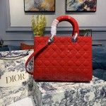 Dior Lady Seven Grid Princess Red Lacquered Silver