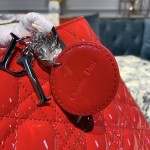 Dior Lady Seven Grid Princess Red Lacquered Silver