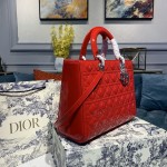 Dior Lady Seven Grid Princess Red Lacquered Silver