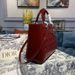 Dior Lady Seven Grid Daifei Wine Red Lacquer Silver