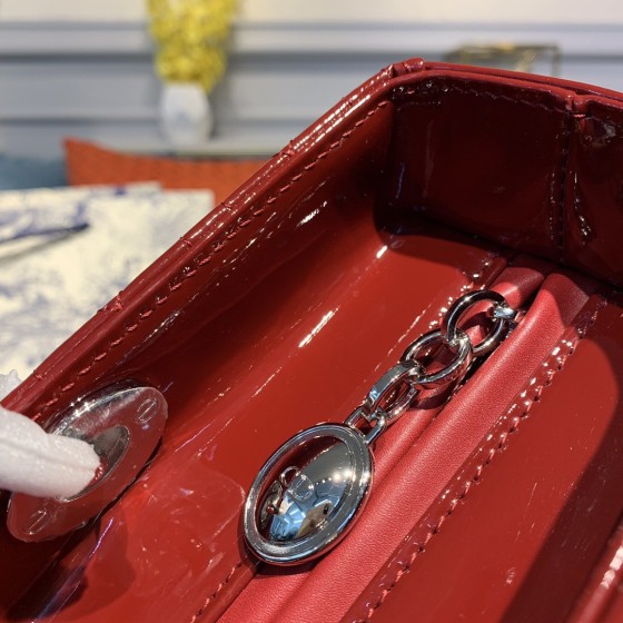 Dior Lady Seven Grid Daifei Wine Red Lacquer Silver