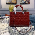 Dior Lady Seven Grid Daifei Wine Red Lacquer Silver