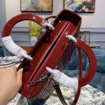 Dior Lady Seven Grid Daifei Wine Red Lacquer Silver