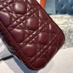 DIOR Lady Seven Grid Daifei Wine Red Gold Buckle