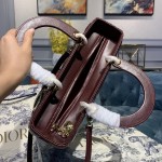 DIOR Lady Seven Grid Daifei Wine Red Gold Buckle