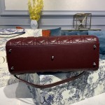 DIOR Lady Seven Grid Daifei Wine Red Silver Button