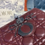 DIOR Lady Seven Grid Daifei Wine Red Silver Button