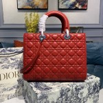 Dior Lady Seven Grid Princess Red Sheep Silver