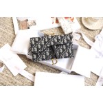 Blue Oblique Printed Saddle Flap Wallet