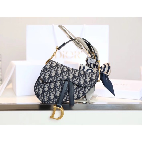 Dior Oblique Old Flower Saddle Handbag