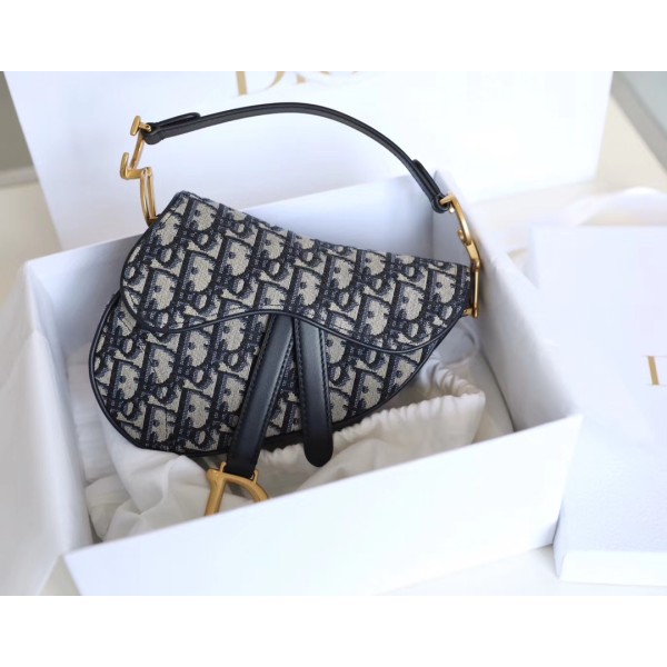 Dior Oblique Old Flower Saddle Handbag