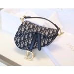 Dior Oblique Old Flower Saddle Handbag