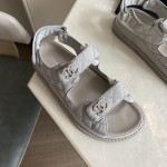 CHANEL Classic Enamel Colorful Button Velcro Sandals