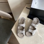 CHANEL Classic Enamel Colorful Button Velcro Sandals