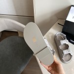 CHANEL Classic Enamel Colorful Button Velcro Sandals