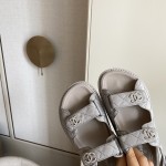 CHANEL Classic Enamel Colorful Button Velcro Sandals