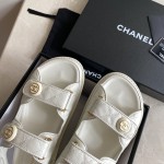CHANEL Classic Enamel Colorful Button Velcro Sandals