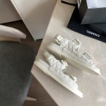 CHANEL Classic Enamel Colorful Button Velcro Sandals