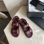 CHANEL Classic Enamel Colorful Button Velcro Sandals