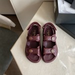 CHANEL Classic Enamel Colorful Button Velcro Sandals