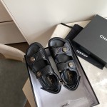 CHANEL Classic Enamel Colorful Button Velcro Sandals