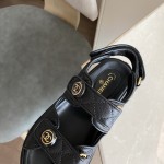 CHANEL Classic Enamel Colorful Button Velcro Sandals