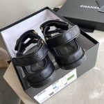 CHANEL Classic Enamel Colorful Button Velcro Sandals