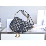 Dior Oblique Old Flower Saddle Handbag