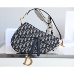 Dior Oblique Old Flower Saddle Handbag