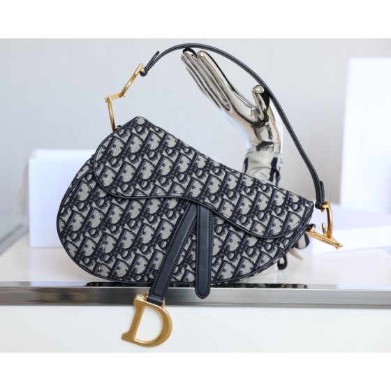 Dior Oblique Old Flower Saddle Handbag