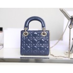 𝙇𝙖𝙙𝙮 𝘿𝙞𝙤* Denim blue Patent leather cow leather mini handbag