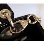 Black Gold  Lady Dior vine check patent leather cow leather mini handbag