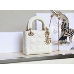 Lady white rattan lacquered GR original sheepskin mini Three compartments