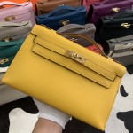 Minikelly pochette a generation of original imported swift leather amber yellow