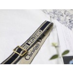 Dior blue embroidery and black cow leather