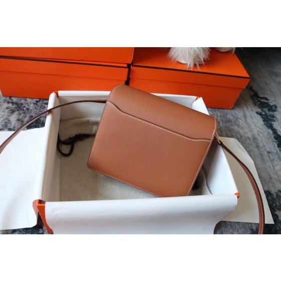 Roulis 19cm Evercolor Leather CK37 Golden Brown Walking White Line Gold Buckle